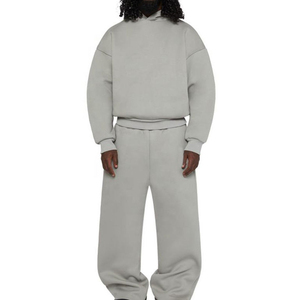 Hombres 100% algodón de punto de lana de peso pesado holgado transpirable bordado serigrafía invierno Sudadera con capucha pantalones de chándal conjuntos - Product Image 5