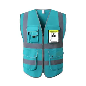 High Visibility Reflective Safety Vest Customize Logo With 5 Pockets Protective Workwear Outdoor Work Vest