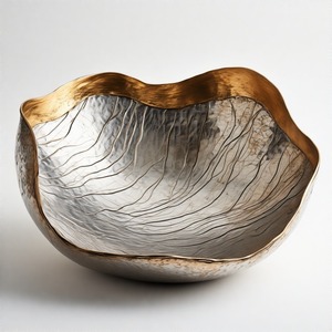 Ensemble de bols classiques MirrorGleam L'impériale Opulence Regal Bol de service artisanal en plaqué or avec embellissements de crête royale - Product Image 6