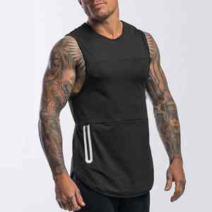 Camiseta Deportiva Personalizada de Alta Calidad 100% Algodón para Hombre, Cuello Redondo, Sin Mangas, con Bolsillo Lateral, Transpirable y Personalizable OEM - Product Image 4