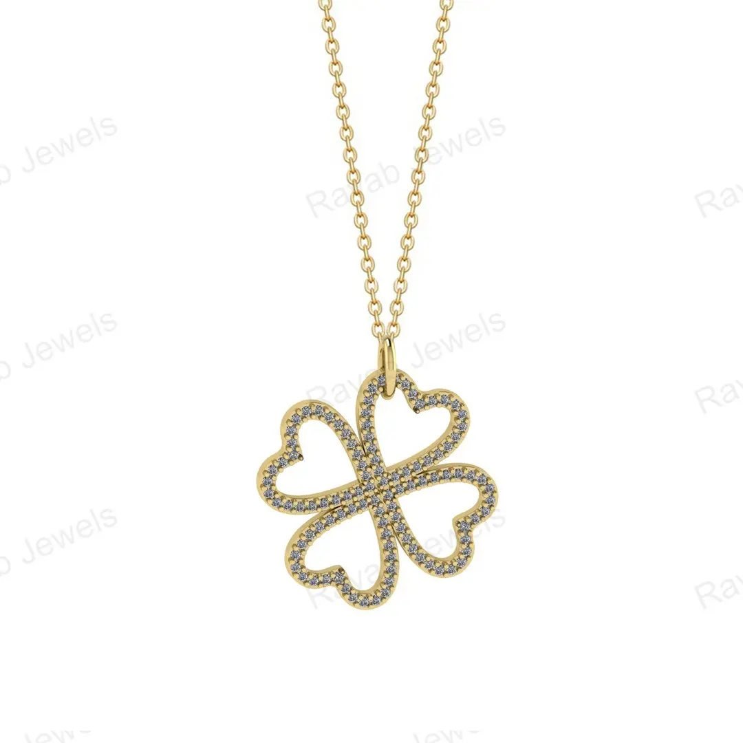 Wholesale Cute 925 Silver Women Girl Four Leaf Clover Cheap Price 36mm Luxury Gold Plated Necklace Gift Jewelry Silver For Women