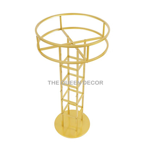 ขาตั้งอลูมิเนียมตกแต่งงานแต่งงานแบบโบราณทำจากโลหะสแตนเลสรูปทรงไม่ซ้ำใครทำจากโลหะทองสไตล์หรูหราใหม่ - Product Image 5