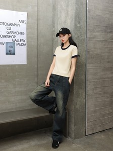 Personalizado de las mujeres 80% Algodón 20% Ringer 230gsm tela de punto en blanco para el otoño comprimido con logotipo para la impresión de la camiseta para los hombres - Product Image 2