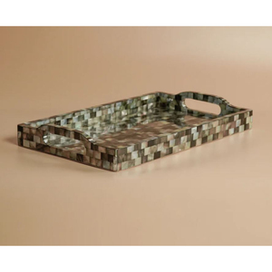 Bandeja para servir de nácar blanca, mesa moderna para el hogar, bandeja decorativa para servir té y café a un precio asequible - Product Image 3