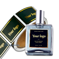 Fabricant d'étiquettes de parfum personnalisées en vinyle mat doré résistant à l'alcool, étiquettes de bouteille de parfum de luxe