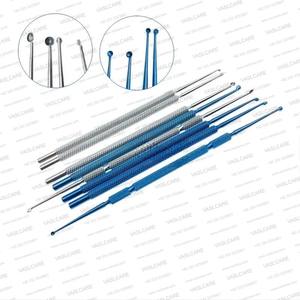 Curette à chalazion en acier inoxydable allemand, 8 pièces, double extrémité, micro-instrument ophtalmique, outil de précision pour la chirurgie oculaire, manuel - Product Image 6