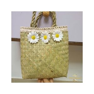 Sac fourre-tout en paille personnalisable sur mesure avec logo, fait main, écologique, sac de plage, fabriqué au Vietnam, pour l'été, sac de voyage promotionnel - Product Image 4