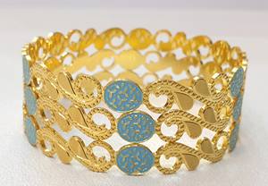 Nouveau design charmant 4 pièces ensemble Bracelets fins plaqué or avec revêtement bleu 3GRM Bracelets à la mode à bas prix Nouvel Arrivée - Product Image 6