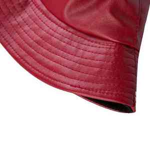Sombrero de Pescador de Cuero PU Rojo Granate Liso de Moda Unisex de Primera Calidad, Impermeable y Resistente al Agua - Product Image 6