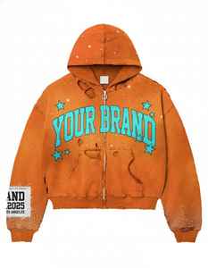 Custom Vintage Embroidered Rhinestone Streetwear Silk Screen Printing Acid Wash <b>Oversized</b> 100%cotton High Quality Men <b>Hoodies</b> - Product Image 1