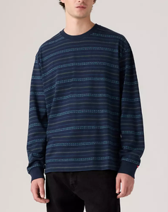 Camiseta de manga larga con cuello redondo a rayas para hombre, Camiseta de algodón 100% de calidad Premium, logotipo personalizado 220 GSM, puño de cuello acanalado multicolor - Product Image 3