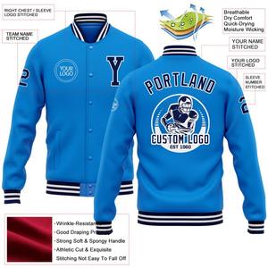 Bomber personnalisé bleu marine-blanc veste Varsity Letterman coupe-vent veste Varsity pour hommes - Product Image 2