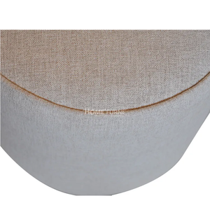 Taburete otomano tapizado redondo con patas de acero inoxidable chapado en oro de espuma ignífuga de fábrica OEM con marco de pino y madera contrachapada - Product Image 5