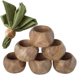 Servilletero de madera redondo de la más alta calidad, decoración de mesa de comedor personalizable de estilo americano para fiesta de boda y uso doméstico - Product Image 6