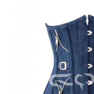 Corsés góticos de mezclilla con decoración de cremalleras - Product Image 4