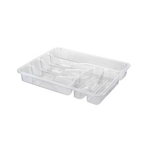 Grands tiroirs de rangement transparents en plastique pour cuillères, organiseurs de salle de bain à compartiments, plateaux de rangement écologiques et peu encombrants pour la cuisine - Product Image 1
