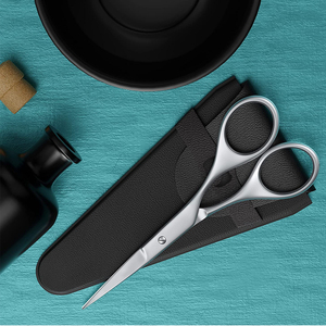 Wholesale Razor Edge <b>Beard</b> and Moustache <b>Scissors</b> 5" Salon <b>Scissors</b> German Stainless Steel With Pu Leather Pouch - Product Image 6