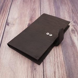 Cartera ligera de tendencia OEM para hombre, botón de cierre a presión, piel auténtica duradera de alta calidad, logotipo personalizado, precio al por mayor largo - Product Image 5