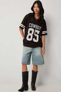 Tops cortos cuadrados personalizados para mujer, camiseta de fútbol transpirable de talla grande, camiseta americana de malla de poliéster - Product Image 6