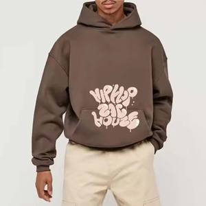 100% coton personnalisé recadrée surdimensionné hommes sweat à capuche respirant sérigraphie conception brodé hiver sweat épais matériel - Product Image 6