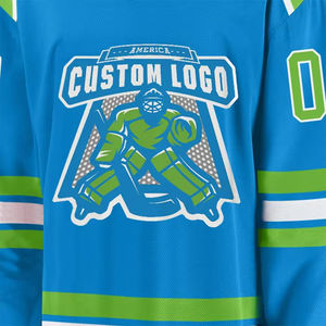 Calcetines sublimados de Jersey de hockey sobre hielo con logotipo de equipo personalizado, aparejos de rayas, Sarga de hockey, Jersey azul, fabricante de uniformes THT WEARS - Product Image 5