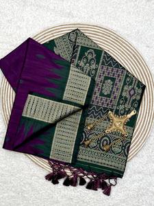 ผ้าส่าหรีทอผ้าใยไหมทัสซูร์แบบกึ่งบริสุทธิ์พร้อมขอบทอสัดัดแฟชั่นสไตล์ใหม่ - Product Image 3