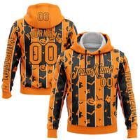 Sudadera con Capucha Personalizada Naranja, Blanca y Negra con Diseño de Telaraña 3D para Halloween, Informal, Sólida, 400 Gramos, Impresión Digital, Servicio OEM, 100% Algodón, Invierno