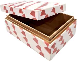 Boîte décorative artisanale en os incrusté avec base en MDF, motif géométrique, organiseur de bijoux, boîte à bibelots pour décoration intérieure de luxe - Product Image 4