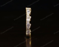 Bague de mariage en diamant de laboratoire taille baguette, classique, en or massif, style vintage, pour empilage, alliance complète, faite à la main, pour femme