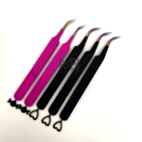 Pince à épiler pour cils de qualité supérieure A+, en acier inoxydable japonais, durable, anti-magnétique, à pointe fine et lisse, avec design cœur incurvé personnalisé