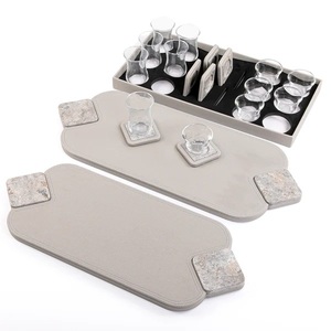 Ensemble rectangulaire de 2 plateaux de service en fer et en bois au design simple de couleur premium, parfait pour les réunions décontractées et formelles - Product Image 6