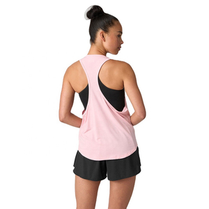 Camiseta sin mangas rosa con espalda cruzada para mujer, camiseta de entrenamiento deportivo transpirable de poliéster ligero de secado rápido con logotipo frontal, estilo informal - Product Image 6