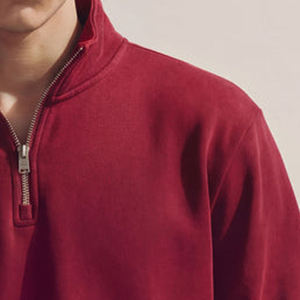 <b>Men</b> Sweatshirt With <b>Quarter</b> <b>Zip</b> Long Sleeves Custom Logo Design OEM Service Casual Wear Ribbed Cuffs / Waistband For Relaxed Fit - Product Image 4