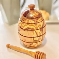Pot à miel en bois personnalisé de haute qualité avec cuillère en bois et pot à miel classique écologique pour la cuisine et les fêtes