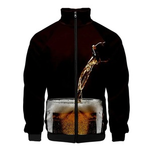 Chaquetas con estampado 3D de cerveza divertida para hombres y mujeres, abrigo de manga larga de calle, chaqueta con cremallera de gran tamaño, ropa de abrigo masculina con personalidad, Top - Product Image 3