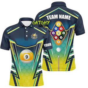 เสื้อโปโลผ้าโพลีเอสเตอร์เสื้อโปโลสำหรับเล่นพูลพิมพ์ซับลิเมชัน100% โลโก้ตามสั่ง - Product Image 4