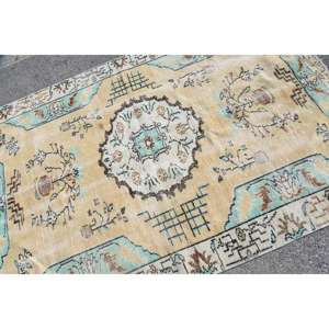 Alfombra Vintage de 5.1x7.8 pies (156x239 cm), Alfombra Turca Beige Sólida - Product Image 4