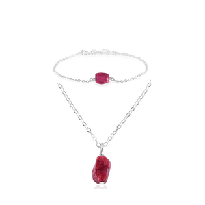 Vente en gros d'ensemble de pierres précieuses naturelles de style vintage-collier et bracelet avec pendentif rubis bijoux de mode avec style vintage unique - Product Image 2