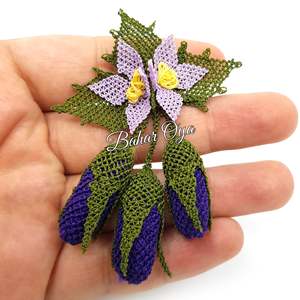 İğne Oyası Patlıcan Broş Broches de moda con estilo - Product Image 1