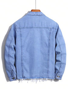 Veste en jean personnalisée de qualité supérieure pour hommes couleur unie 100% coton coupe ajustée tissu lavé respirant fabricant OEM ODM - Product Image 5