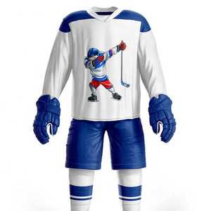 Men's Ice Hockey Uniform Set Heat-Transfer Printed 100% <b>Polyester</b> Breathable & Eco-Friendly Jersey & <b>Shorts</b> - Product Image 1