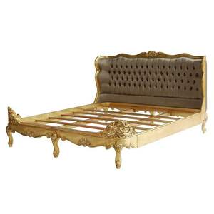 Cama francesa antigua clásica-Caoba pintada en oro-241 - Product Image 1