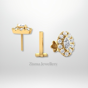 Boucles d'oreilles de luxe pour femmes Marquise Center Diamond Halo Piercing Boucles d'oreilles 14K 18K Or VVS DEF Diamants naturels GIA Certifié Trendy - Product Image 5