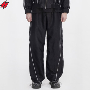 Pantalones Vintage de nailon cortavientos, pantalones deportivos rectos holgados de paracaídas, pantalones de tubería para hombre, pantalones holgados a rayas para hombre - Product Image 1