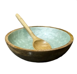 Mint Mist Bowl Ensaladera o madera con pinzas para servir Grande para frutas, cereales o pasta, juego de cuencos grandes para mezclar - Product Image 5