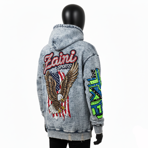 Sweat à capuche premium délavé à l'acide, en molleton de coton épais, toucher doux, broderie personnalisée, logo en strass, sweat à capuche délavé à l'acide, basiques - Product Image 4