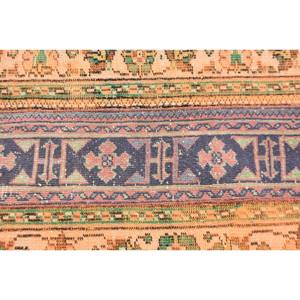 พรมปูพื้นขนาดกลางที่เป็นมิตรต่อสิ่งแวดล้อมขนสัตว์เย็บปะติดปะต่อกันสีส้มแบบดั้งเดิมพรมห้องรับประทานอาหารแบบตุรกี2.8x3.1ft ยางรอง9x12" - Product Image 5