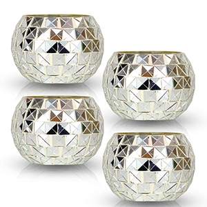 เชิงเทียนเคลือบเงาโมเสคแก้วหลายขนาดสำหรับตกแต่งบ้าน - Product Image 1