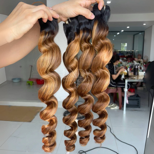 ชุดผมมนุษย์สำหรับต่อผมแบบเวียดนามมี2025เป็นช่อผมดิบสูงสีไฮไลท์ - Product Image 1