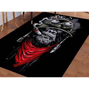Tapis imprimé scène chimpanzé - Épais, adapté aux animaux domestiques, décoration de salon, tapis à poils doux - Product Image 2